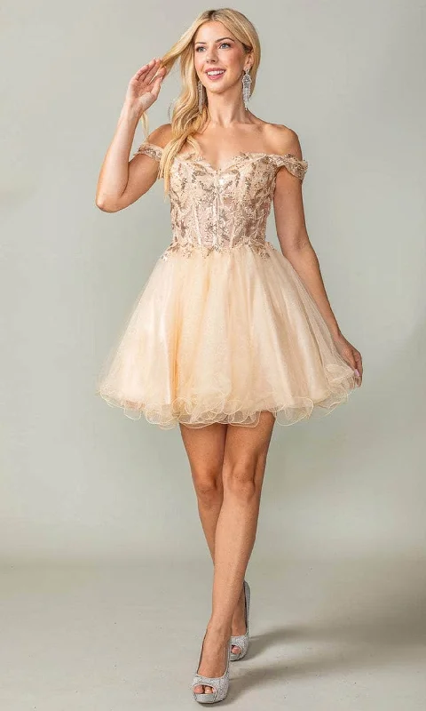 Dancing Queen 3378 - Off Shoulder Tulle Cocktail Dress