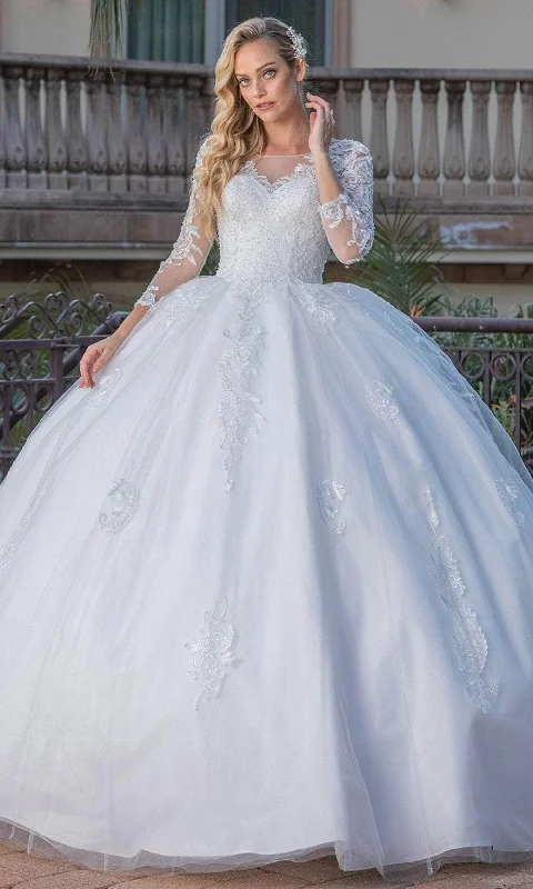 Dancing Queen 0264 - Long Sleeve Illusion Neck Ballgown