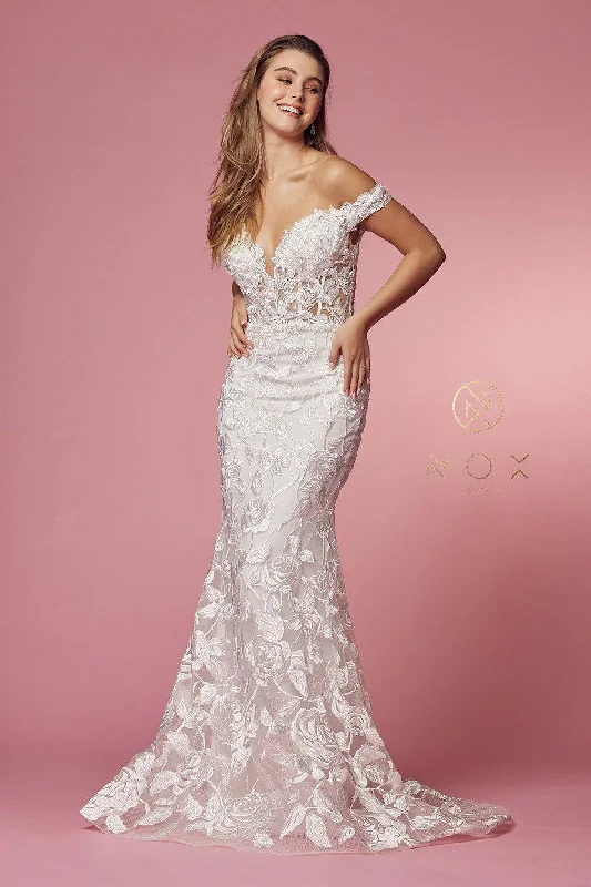 Off Shoulder Long Wedding Dress