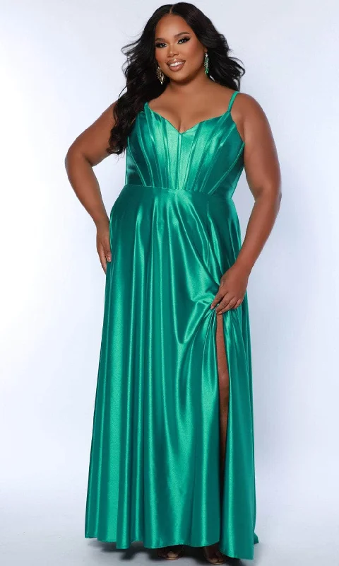 Sydney's Closet SC7380 - V-Neck Satin Prom Dress