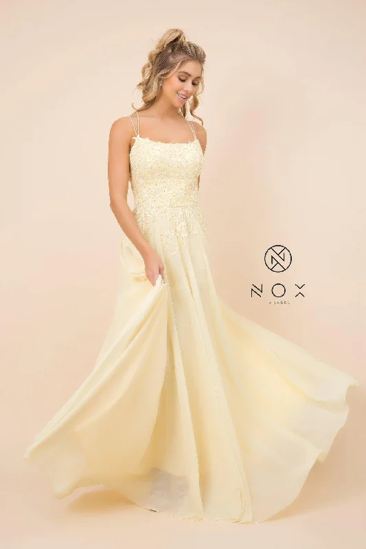 Long Formal Spaghetti Strap Chiffon Prom Dress