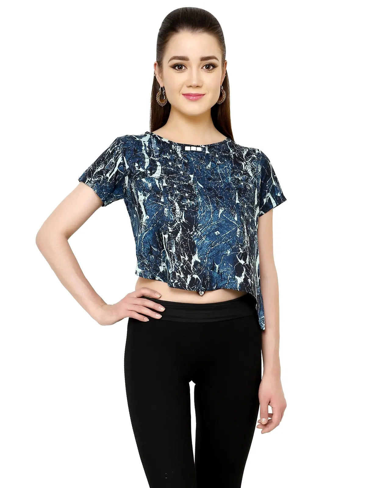 Pannkh Women's Asymmetric Crop Top-PKT3020GREEN-XS