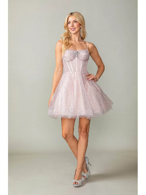 Dancing Queen 3389 - Bejeweled Tulle Cocktail Dress