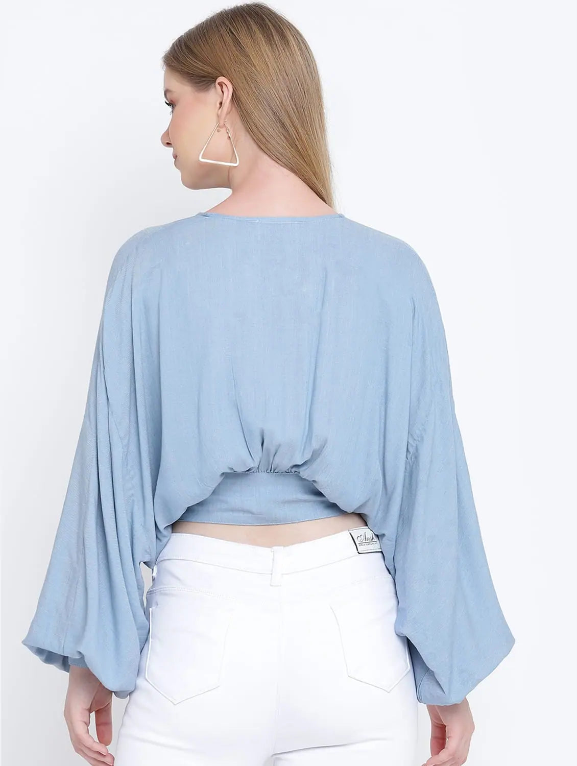 Jovial Jwell Blueish Women Dobby Crop Top