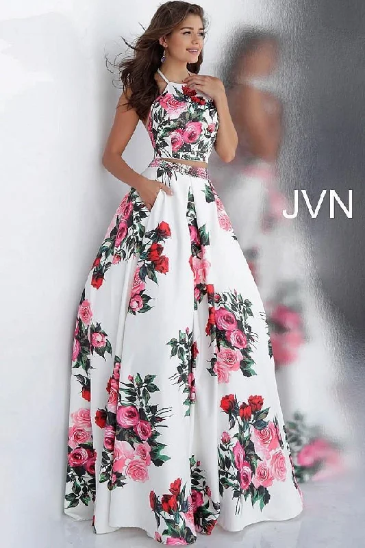 Jovani 66058 Two Piece Floral Prom Dress