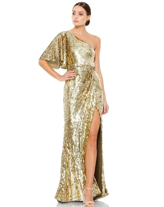 Mac Duggal 93540 Long One Shoulder Bell Sleeve Gown