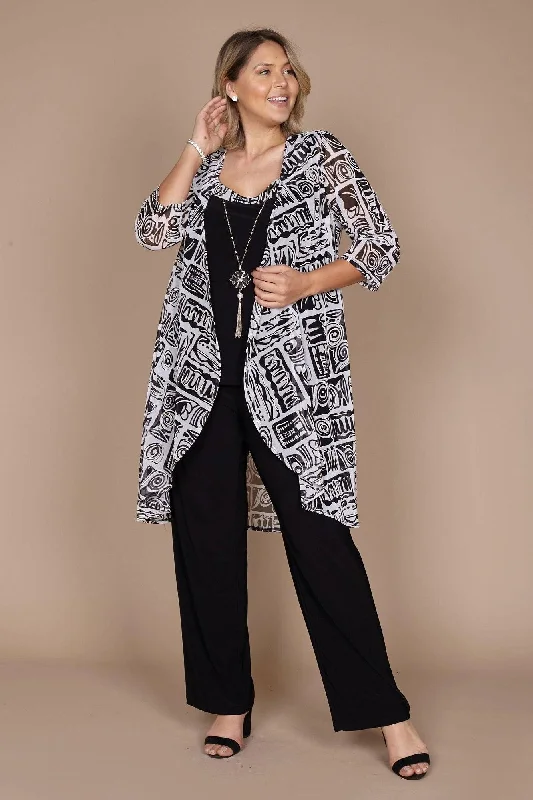 R&M Richards 7248 Printed Mesh Jacket Pant Suit