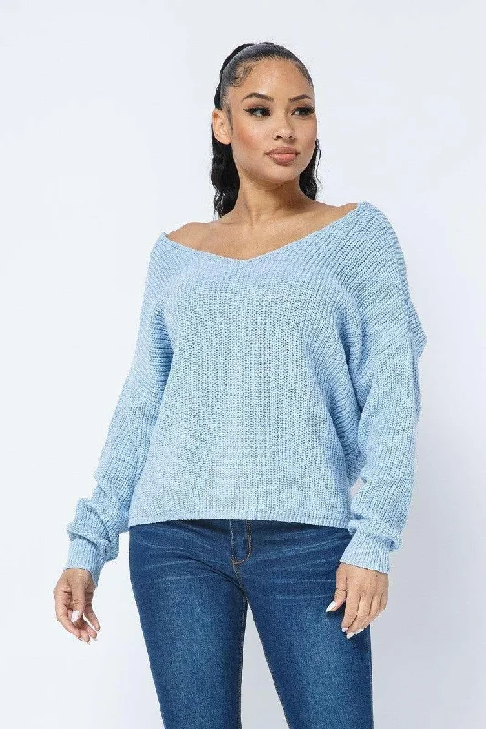 Mya twist open back loose fit sweater for women