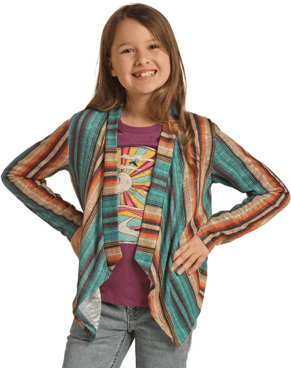 Rock & Roll Girl's Multi Colored Striped Long Sleeve Cardigan RRGT34RZN6