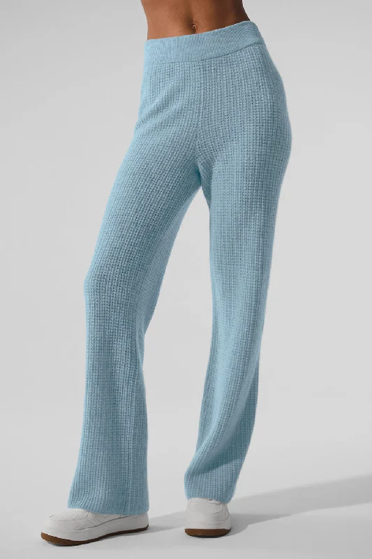 Cashmere High-Waist Plush Waffle Pant - Celestial Blue Heather