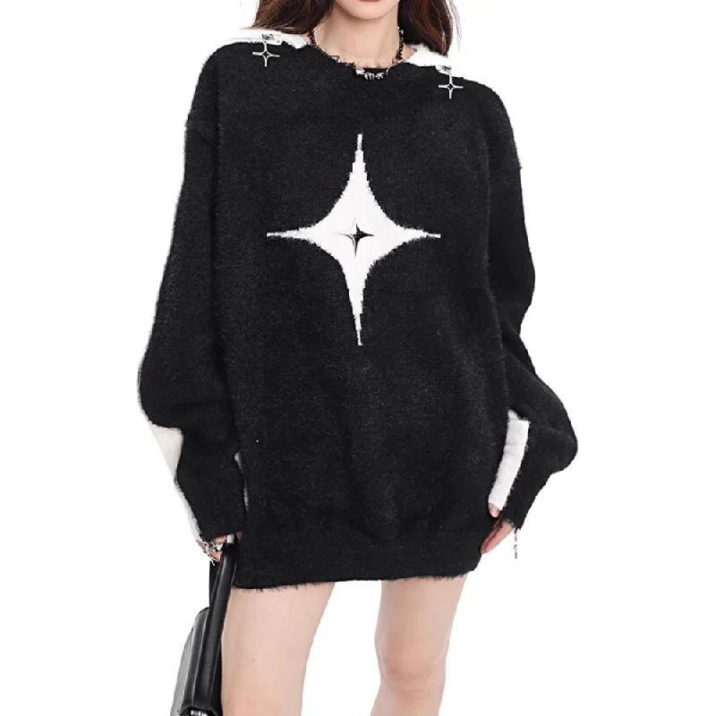 Women's Sexy One Shoulder Contrast Sweater