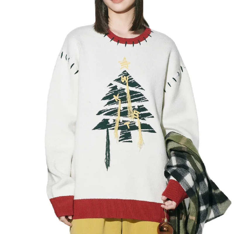 Women's Winter Christmas Tree Jacquard Sweater