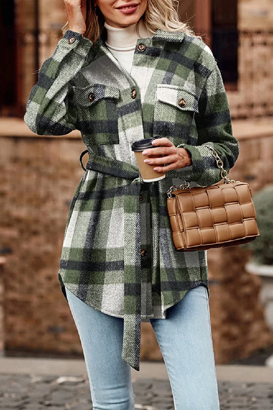 Plaid Green White