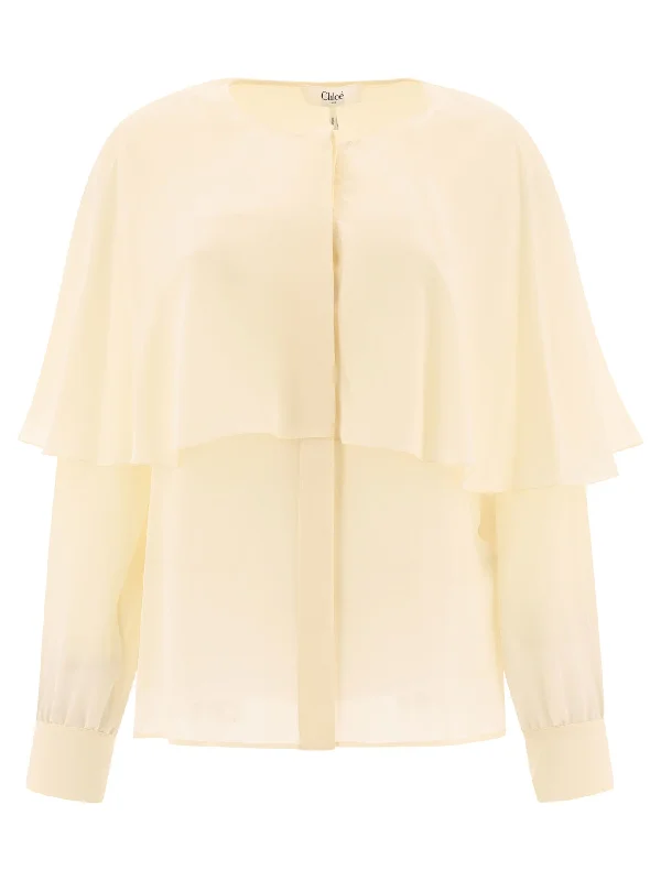 CHLOÉ Elegant Silk Georgette Blouse with Long Sleeves