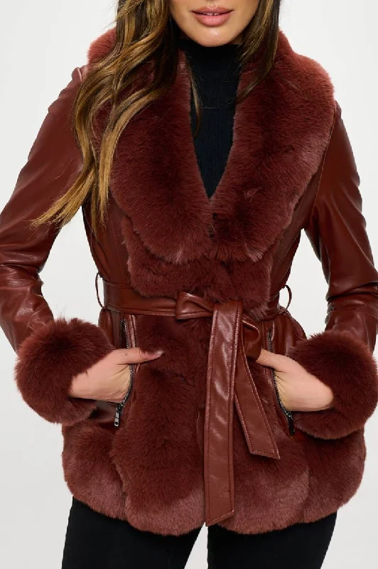 FAUX Leather Belted Coat