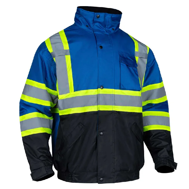 JK49 Cold Weather Blue Hi Vis Jacket Waterproof Black Bottom