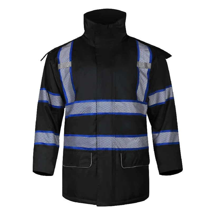 JK51 Black ANSI Men's High Visibility Winter Safety Rain Jacket