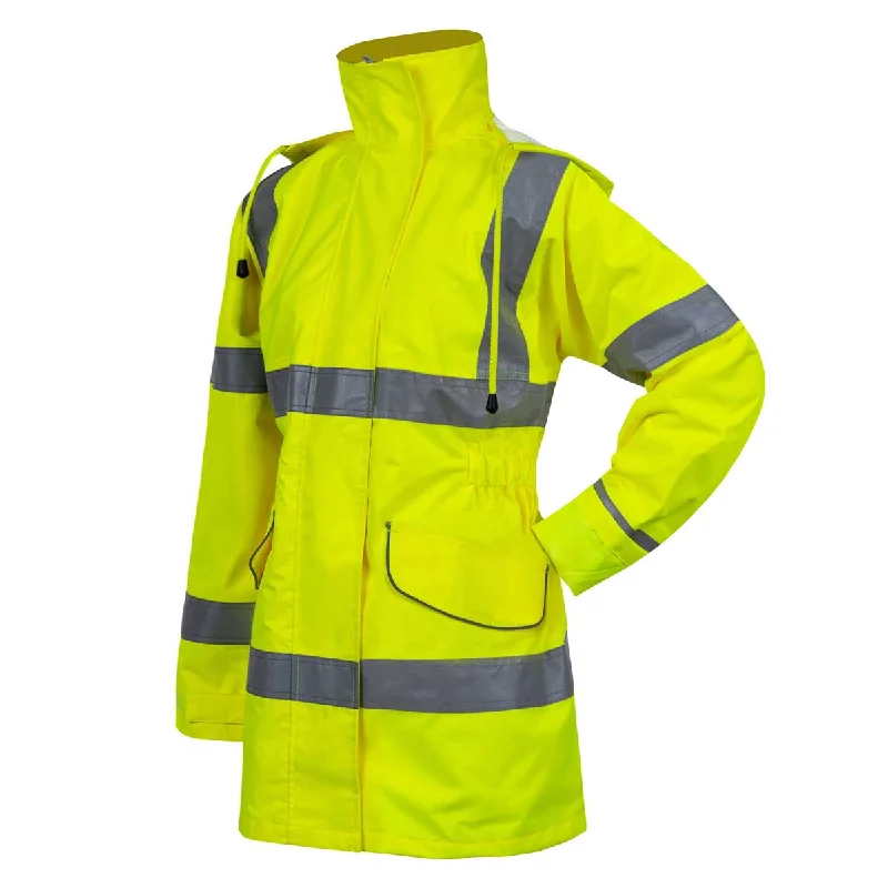 JK52 Lightweight Women Class 3 Safety Hi Vis Jacket Rain Coat With Hood