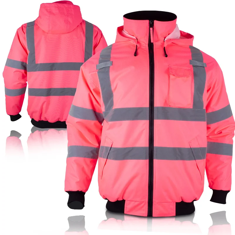 Pink Waterproof High Visibility Safety Jacket For Women