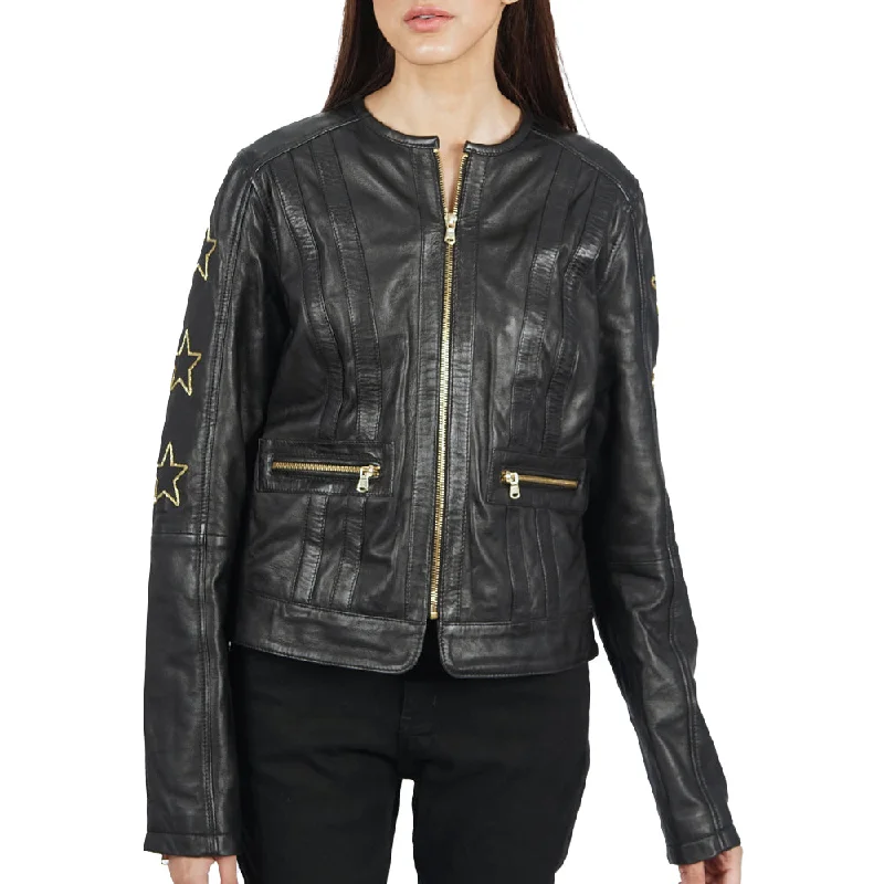 Trish Star Black Leather Jacket