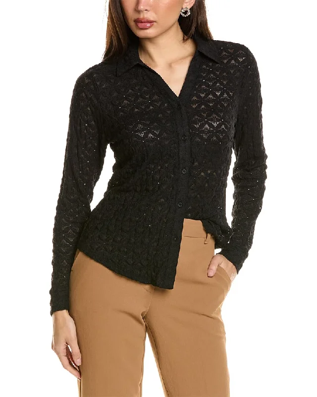 Adrianna Papell Lace Button Front Shirt