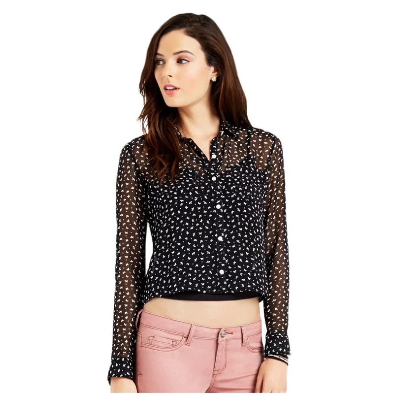 Aeropostale Womens Butterfly Woven Button Up Shirt