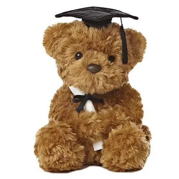 Graduation Plush Stuffed Animal Brown Bear Black Cap 8.5"