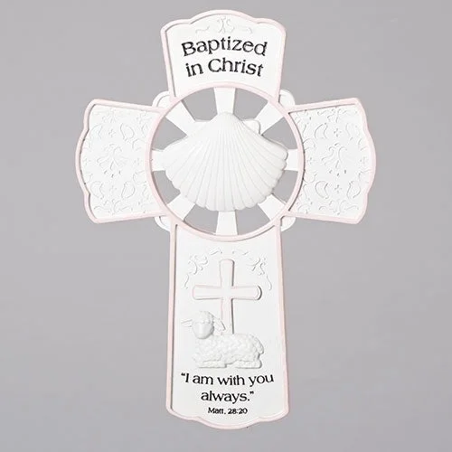 Baptized In Christ Pink Wall Cross