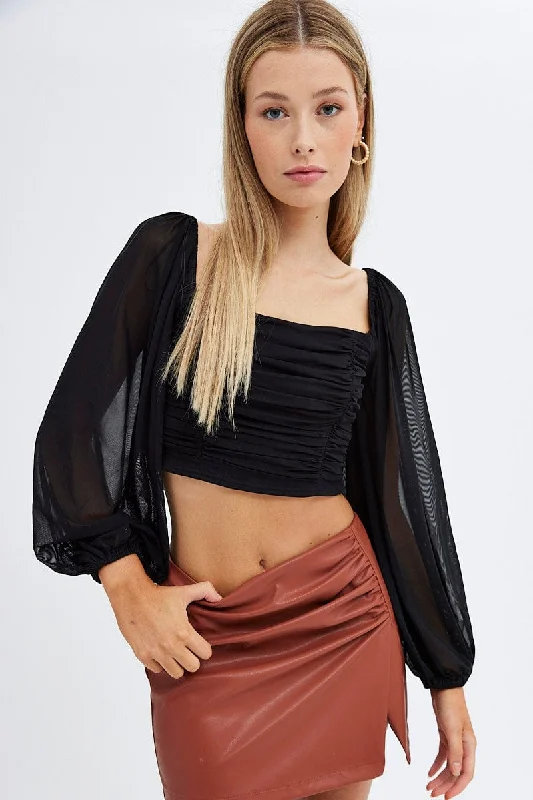 Black Bubble Top Long Sleeves