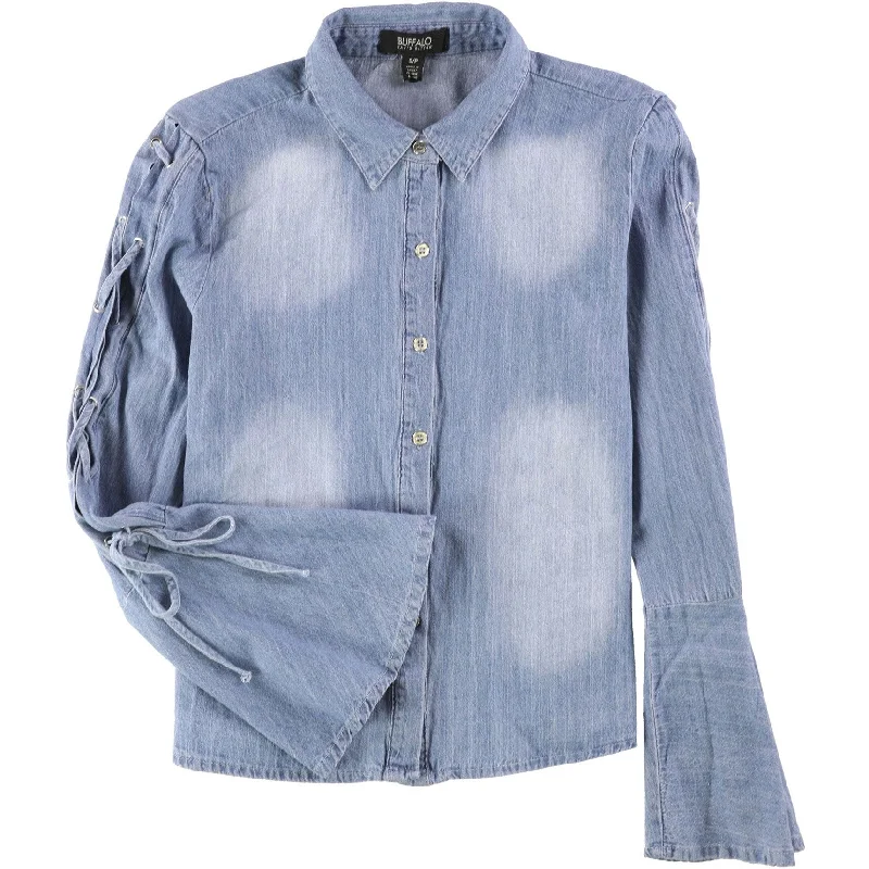 Buffalo David Bitton Womens Gabriella Button Up Shirt, Blue, Small