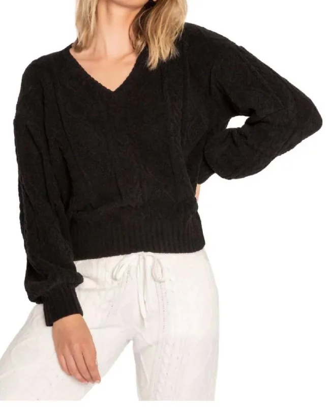 Cable Crew Lounge Long Sleeves Top In Black