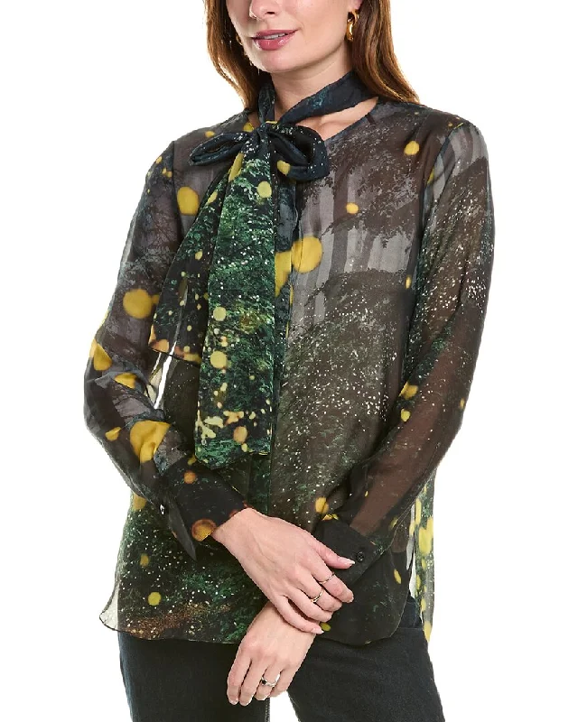 Oscar de la Renta Firefly Silk Chiffon Shirt