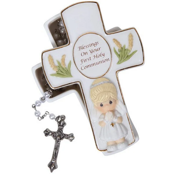 Precious Moments First Communion Box Rosary Girl