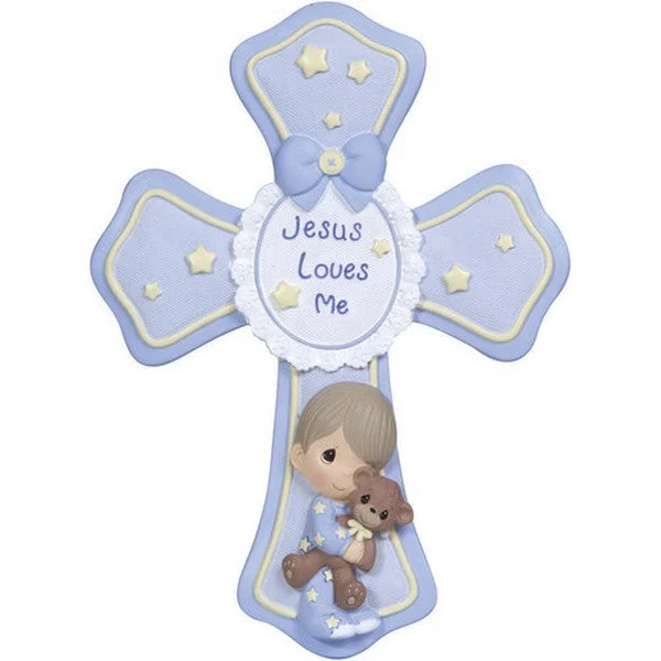 Precious Moments Jesus Loves Me  Cross With Stand Boy