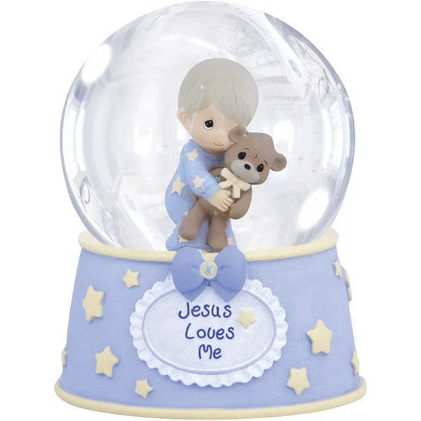 Precious Moments Jesus Loves Me Snow Globe Boy Musical