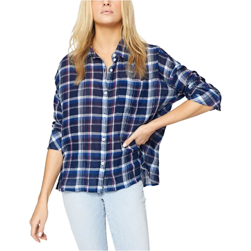 Sanctuary Clothing Womens Mod Boyfriend Button Up Shirt, Blue, Medium