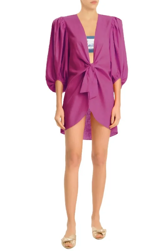 Solid Shirt With Voluminous Sleeve In Fuchsia