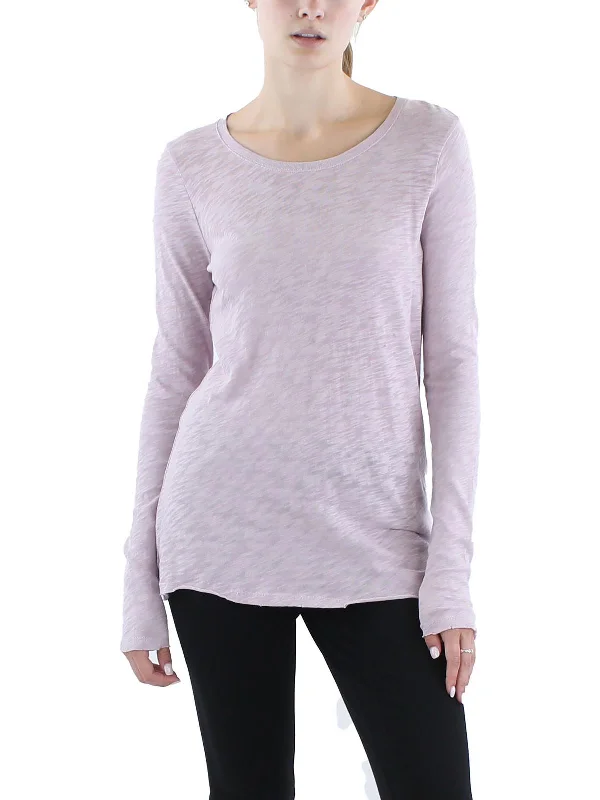 Womens Heathered Long Sleeves Casual Top