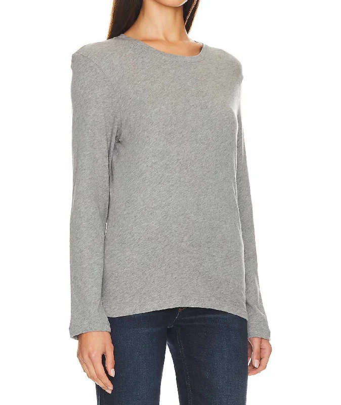 Cashmere Loose Long Sleeves Tee In Smoke