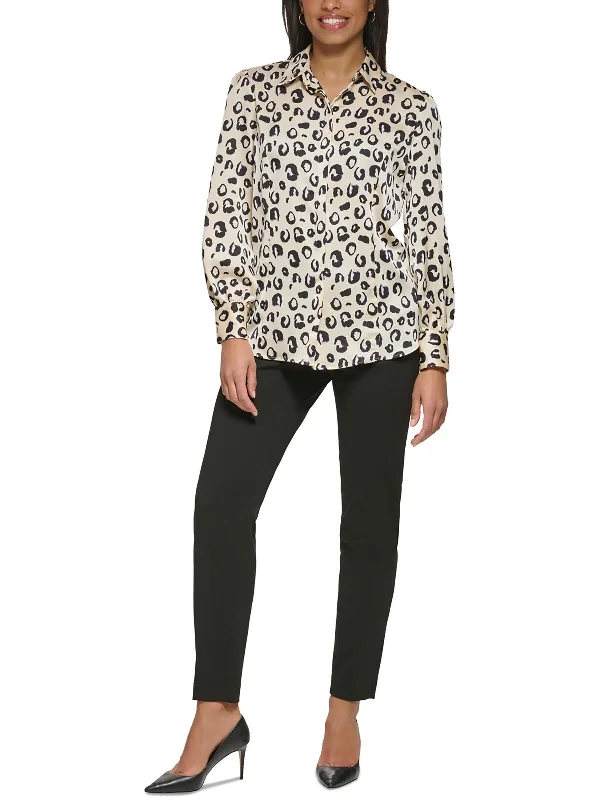 Womens Animal Print Long Sleeves Blouse