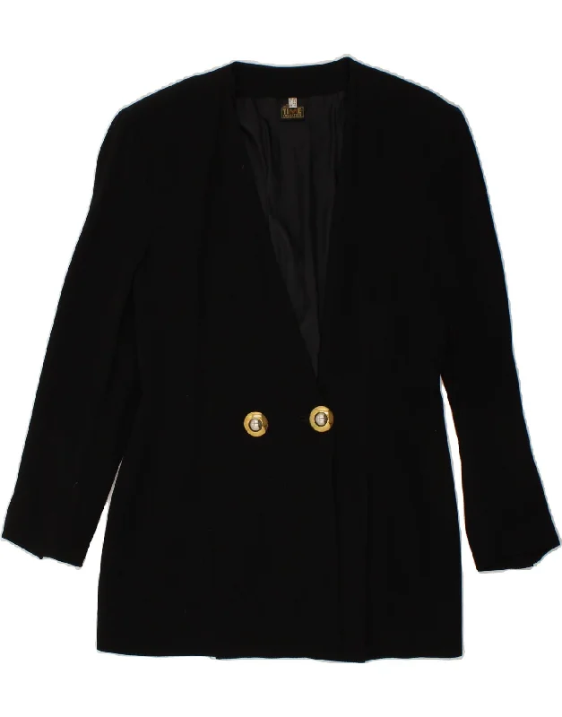 COLLECTION Womens Velvet Blazer Jacket UK 12 Medium Black Viscose