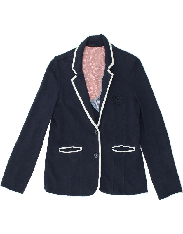 CREW CLOTHING Womens 2 Button Blazer Jacket UK 12 Medium  Navy Blue Cotton