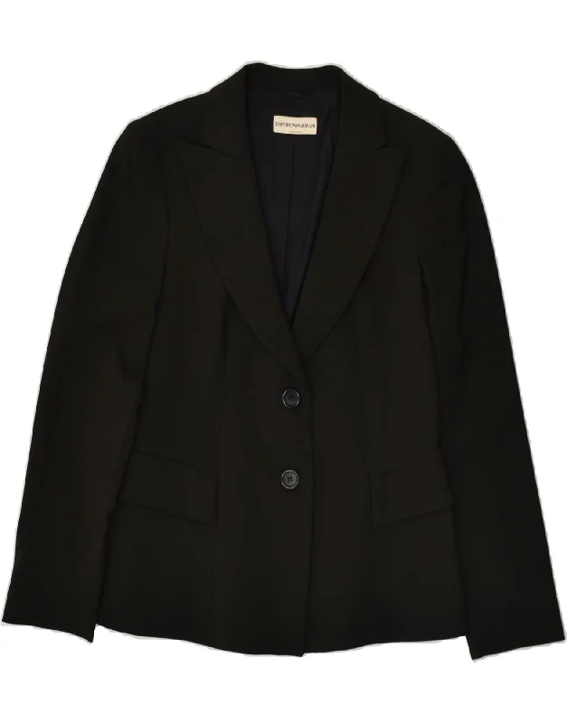 EMPORIO ARMANI Womens 2 Button Blazer Jacket IT 44 Medium Black