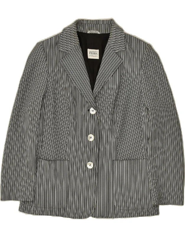 GIANFRANCO FERRE Womens 3 Button Blazer Jacket UK 14 Large  Grey Pinstripe