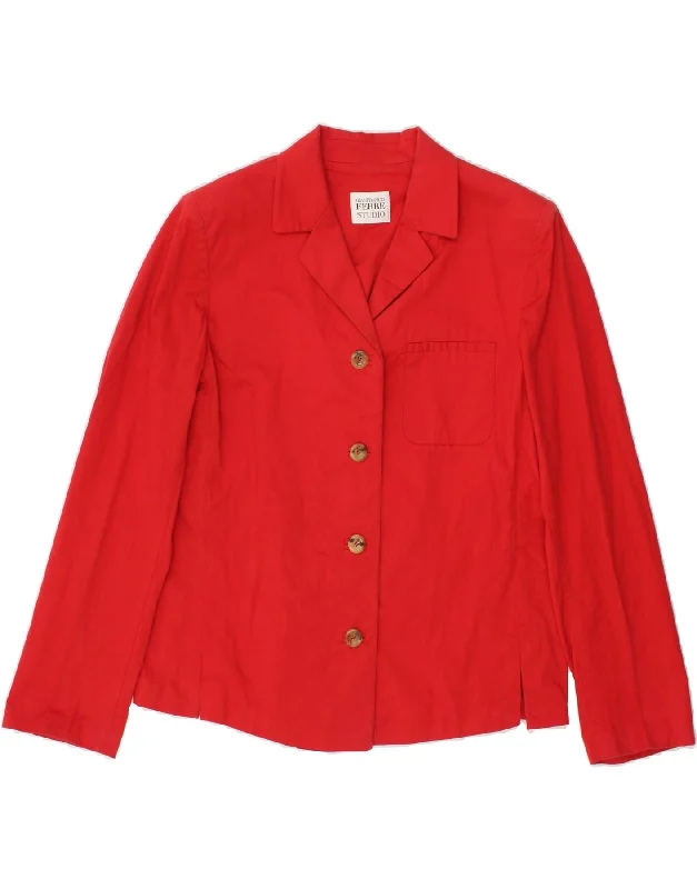 GIANFRANCO FERRE Womens 4 Button Blazer Jacket UK 14 Medium Red Acetate