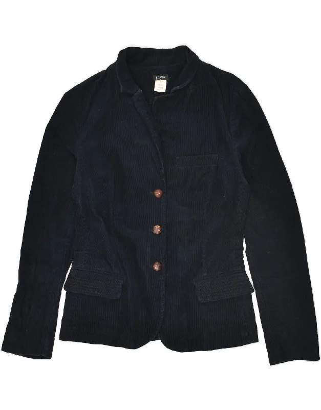 J. CREW Womens 3 Button Corduroy Blazer Jacket UK 10 Small Navy Blue