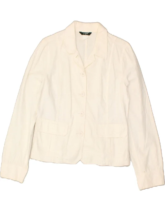 J. CREW Womens 4 Button Blazer Jacket UK 14 Medium Off White Linen