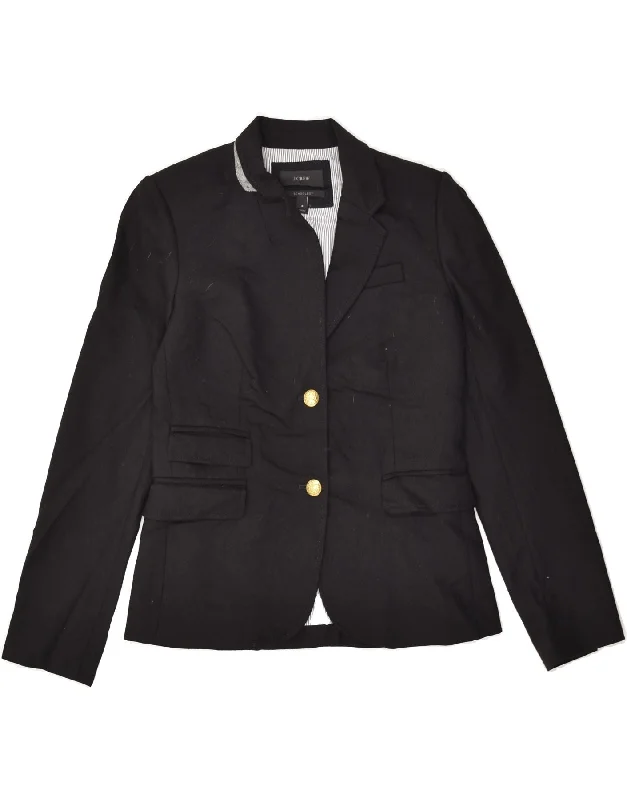 J. CREW Womens Schoolboy 2 Button Blazer Jacket US 4 Small Black Wool