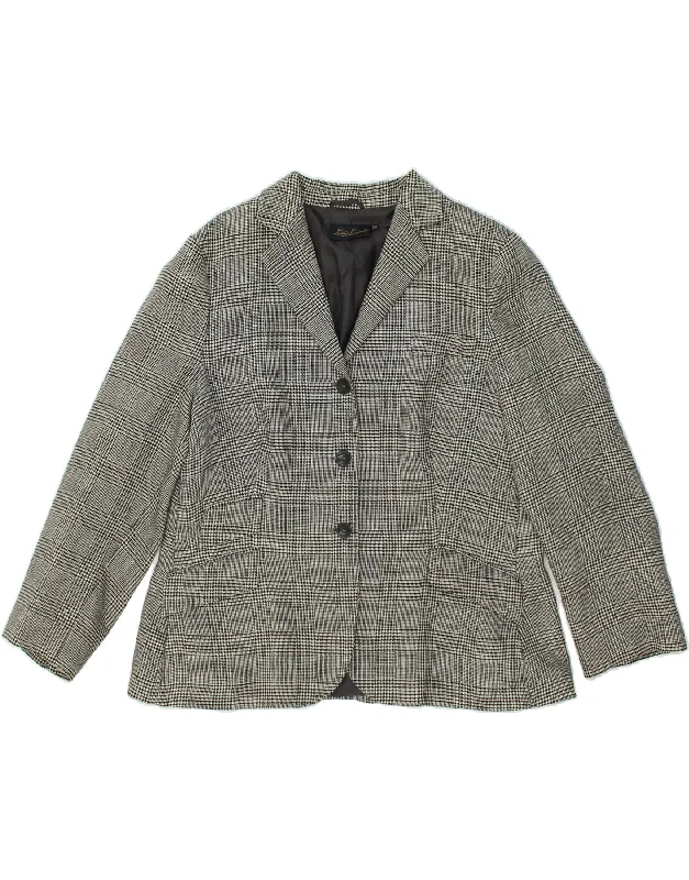 LUISA SPAGNOLI Womens 3 Button Blazer Jacket IT 48 XL Grey Check