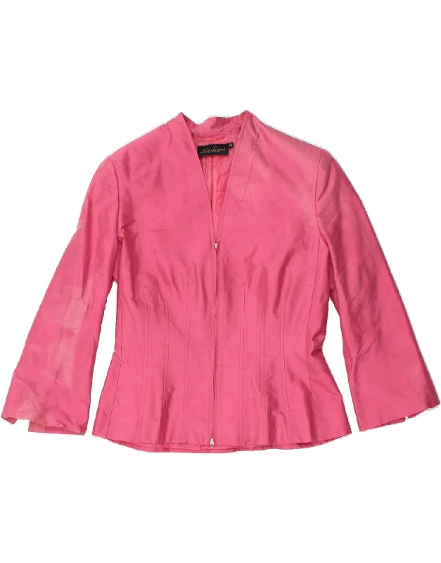 LUISA SPAGNOLI Womens Full Zip Blazer Jacket IT 42 Medium Pink Silk